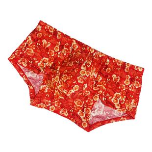 超薄丝质 中低腰短平角裤男士内裤本命年红内裤冰丝U凸性感四角裤