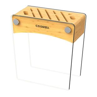 COOWELL刀架放菜刀具收纳盒架子厨房置物架竹刀座多功能厨房用品