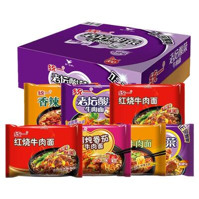 统一老坛酸菜牛肉面袋装整箱24袋