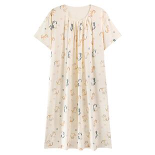 2026年新款睡裙女夏季云朵棉带胸垫短袖薄款睡衣纯棉可爱卡通裙子