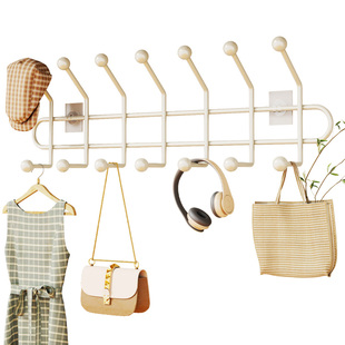 墙上挂衣钩免打孔进门玄关壁挂门后挂衣架粘贴排钩强力承重衣帽钩