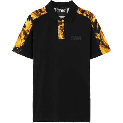 【季末优惠】VERSACE JEANS COUTURE 男士印花珠地棉Polo衫