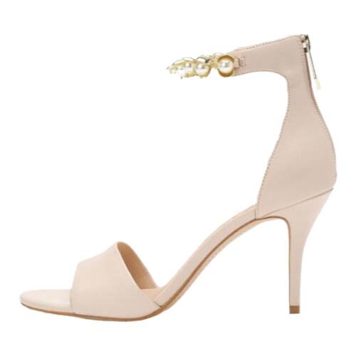 WHAT FOR 春夏珍珠饰扣一字带女鞋细跟优雅露趾高跟凉鞋WFP118278