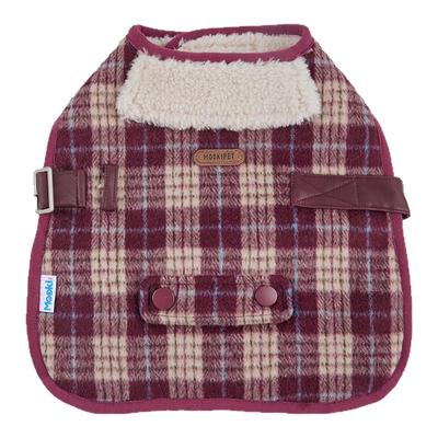 狗狗底特律格纹毛绒披风三件套