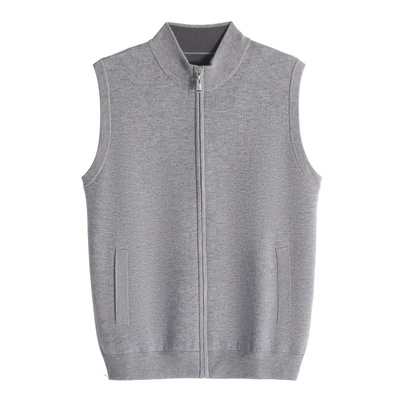 Mind Bridge绵羊毛叠穿拉链立领开衫马甲羊毛背心男坎肩针织毛衣