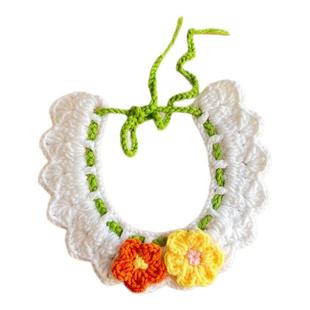 宠物针织围脖猫咪花朵编织项圈狗狗毛线口水巾可爱橘子装饰
