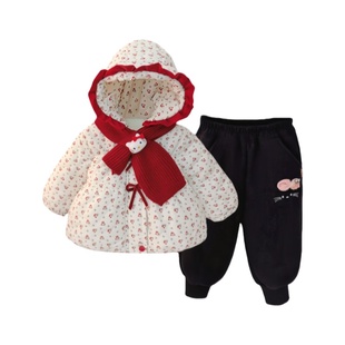 女童加绒套装秋冬款2026新款洋气儿童冬季时髦加厚女宝宝冬装棉服