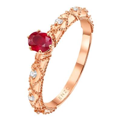 周大福18k金红宝石戒指