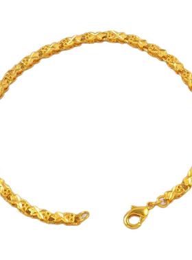 送女友老婆520礼盒装镀24K金色四叶草手链女仿真黄金洋气久不褪色