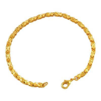 送女友老婆520礼盒装镀24K金色四叶草手链女仿真黄金洋气久不褪色