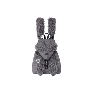 rebirth野生设定兔耳朵双肩包女2025秋冬可爱上课毛毛包斜挎书包