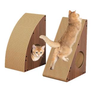 猫抓板立体式耐磨三角形瓦楞纸猫爪板猫窝一体磨爪神器猫咪用玩具
