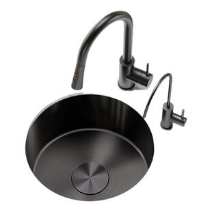 意大利意狄讴厨房304不锈钢手工单槽阳台岛台圆槽台下洗菜盆4118