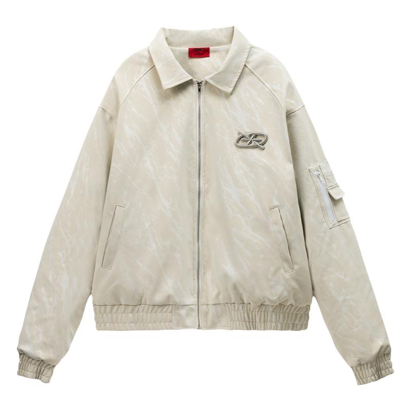GRKC吉尔卡克 基础裂纹皮衣夹棉宽松美式复古机车夹克外套秋冬