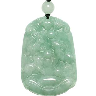 天然翡翠A货三合生肖猴龙鼠吊坠玉牛虎兔蛇马羊鸡狗猪玉挂坠