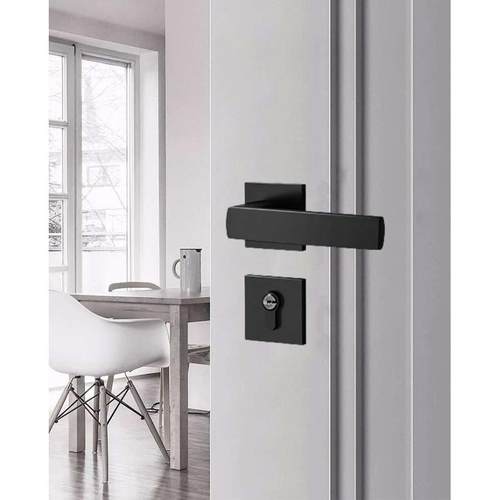 黑色室内把手卧室房门锁家用房间实木门锁具通用型分体磁吸静音锁