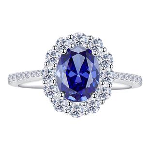 XIUSHU高定2ct培育皇家蓝宝石925银戒指《戴妃》小众设计轻奢新品