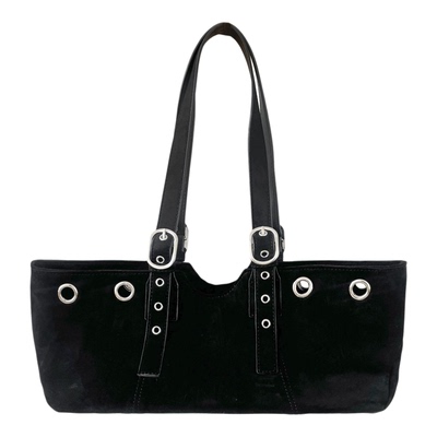 CC1复古麂皮包朋克风铆钉豹纹托特包韩国秋冬新款绒面手提单肩包