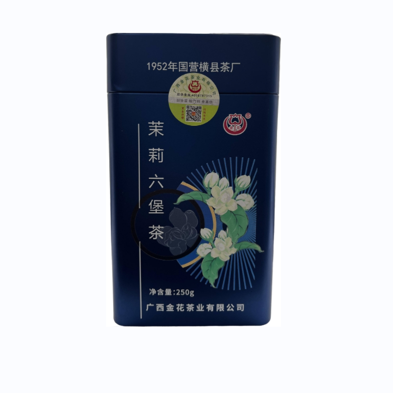 广西金花牌茉莉六堡茶黑茶六堡茶特级礼盒装散茶陈年老茶250克