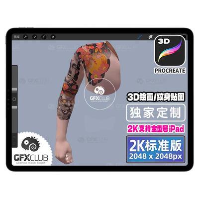 90款2K Procreate 3D模型男女人体优化建模人物 ipad纹身刺青贴图