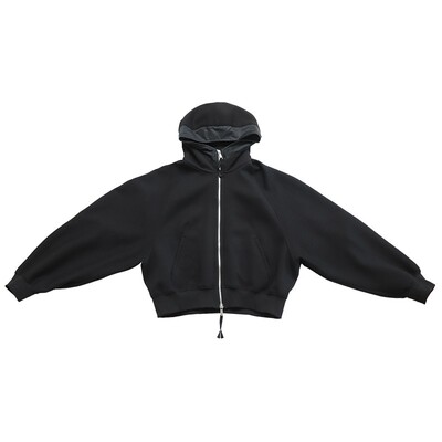 磨毛加绒连帽拉链短款卫衣外套