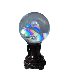 天然白水晶球原石打磨圆珠单珠彩虹隐山球家居桌面客厅办公装摆件