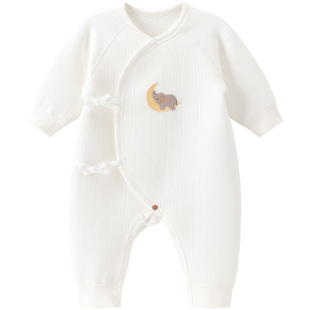 木生棉新生儿长袖连体衣秋冬婴幼儿夹丝棉保暖哈衣爬服宝宝和尚服