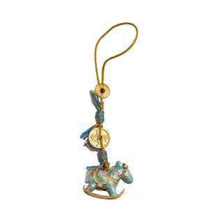 摇摇木马手机链挂饰铜镀金多巴胺可爱挂件汽车钥匙扣女马上有钱挂坠钥匙小挂件精致高级感吊坠挂饰品闺蜜礼物