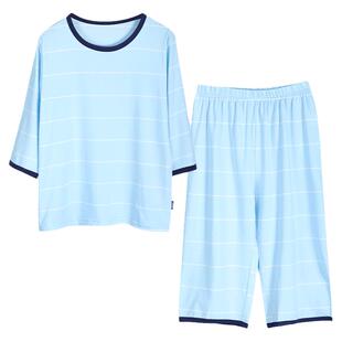 胖童睡衣男童加肥加大码春秋薄款大儿童七分袖家居服10岁男孩宽松