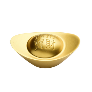 小元宝摆件黄水晶实心黄铜大金条金锭新年装饰品道具沙金圆宝摆设