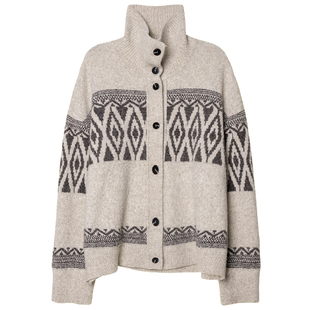 322WORKHOUSE高领费尔岛针织开衫女2025新款秋季外搭毛衣外套B516