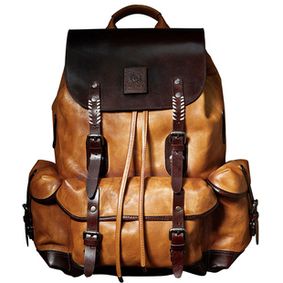 HANMIIS胡椒盐头层牛皮新款大容量双肩包旅行袋包真皮男背包书包