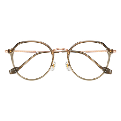 超轻纯钛冷茶色近视眼镜框女可配度数素颜小脸方圆脸素颜眼睛镜架