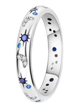 2024新品原创设计白铜镀银潘家风格璀璨星夜戒指神秘星空系列