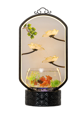 轻奢流水摆件客厅桌面小型鱼缸