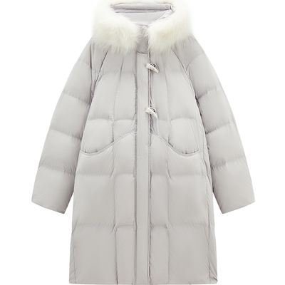 【商场同款】乐町狐狸毛领轻柔羽绒服女冬长款保暖外套C1ACF4405