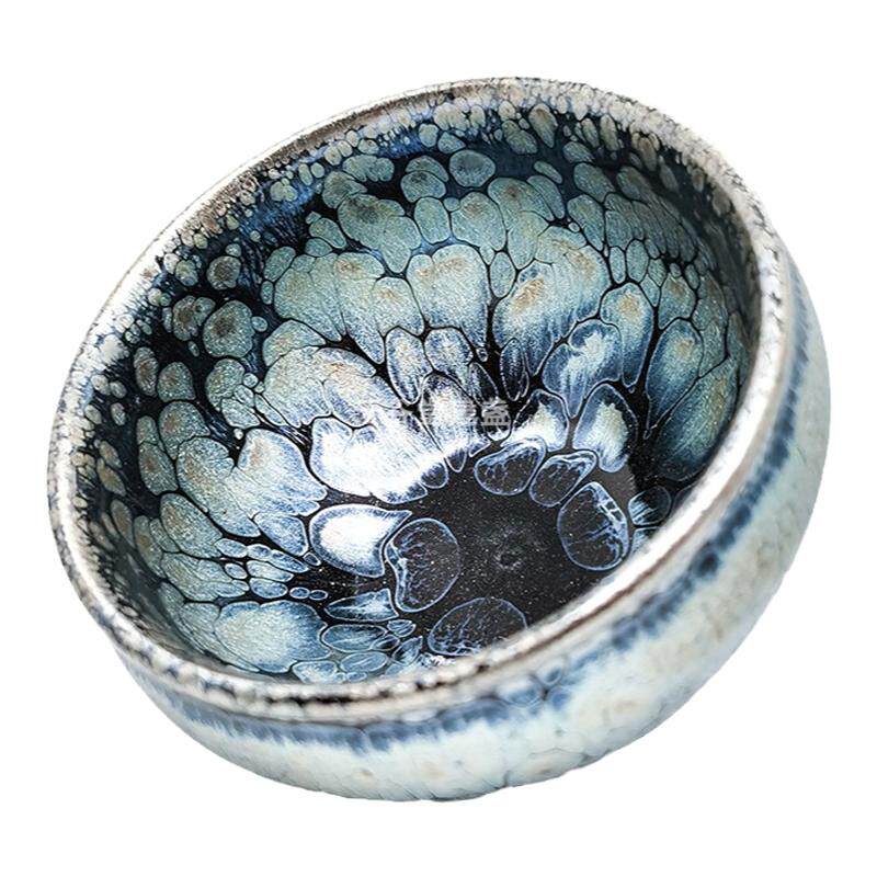 大码茶器建阳建盏茶杯蓝羽油滴品茗杯正宗铁胎天目釉复古单杯茶碗