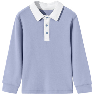 euv 儿童polo衫男童内搭打底衫女童长袖t恤翻领校服纯棉白色衬衫