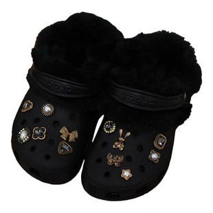 Mkop洞洞鞋内胆毛绒棉冬天配饰加绒鞋套适配Cross/Crocs泡芙云朵