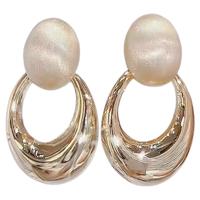 金属拉丝不规则几何耳钉女