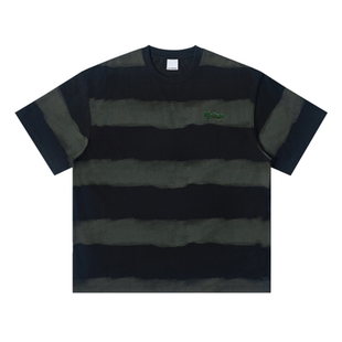 RASP刺绣扎染条纹短袖t恤男女夏季宽松美式复古半袖情侣原创潮牌