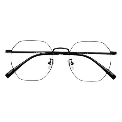 超轻纯钛多边形细框近视眼镜框男