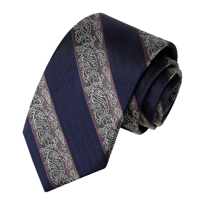 蓝色高档复古花纹衬衫领带