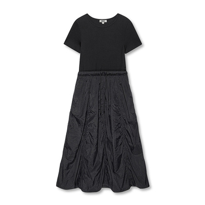 拼接花苞短袖连衣裙女