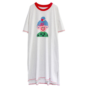 加长睡裙短袖纯棉夏季薄款大码胖MM睡衣女韩版可爱女孩孕妇睡裙