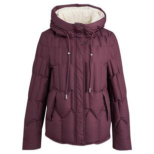 [商场同款]LANDI葡萄紫撞色立领连帽白鹅绒短款羽绒服2025冬新品