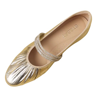 星期六法式水钻玛丽珍平底单鞋