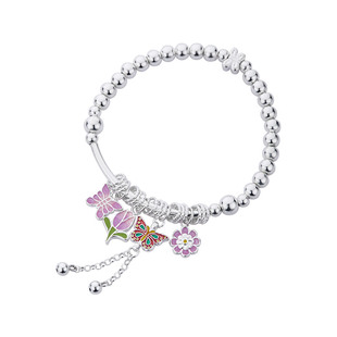 顺钦银楼S999纯银手链女郁香蝶足银手串新中式古风汉服配饰春夏