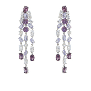 CrayonX法式浪漫风彩色宝石流苏耳环女小众设计感长款耳饰