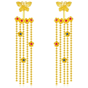 吾往庄生晓梦蝴蝶流苏耳环新中式国风长耳饰过年礼物耳夹